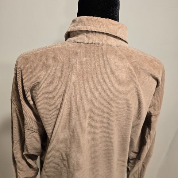 Aritzia Babaton Corduroy Shacket Shirt Women Medium Tan Oversized Minimalist - Picture 11 of 11